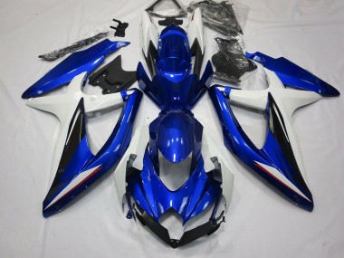 Blue Black and White 2008-2010 GSXR 600-750 Motorcycle Fairings