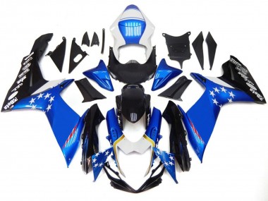 Blue Style With Red Stars 2011-2024 GSXR 600-750 Motorcycle Fairings