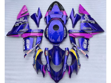 Blue and Pink Trickstar 2004-2005 ZX10R Motorcycle Fairings