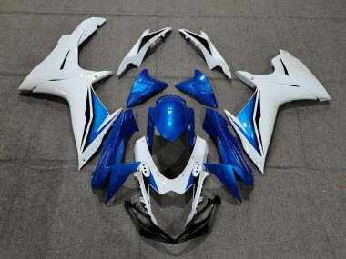 Blue and White 2011-2024 GSXR 600-750 Motorcycle Fairings
