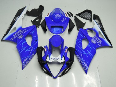 Blue and White Corona 2005-2006 GSXR 1000 Motorcycle Fairings