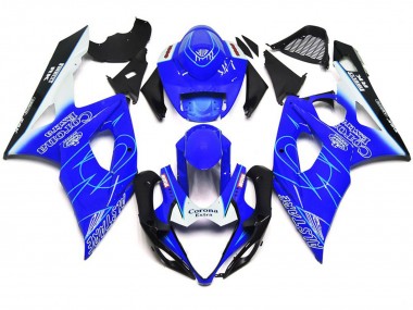 Blue and White Corona Style 2005-2006 GSXR 1000 Motorcycle Fairings