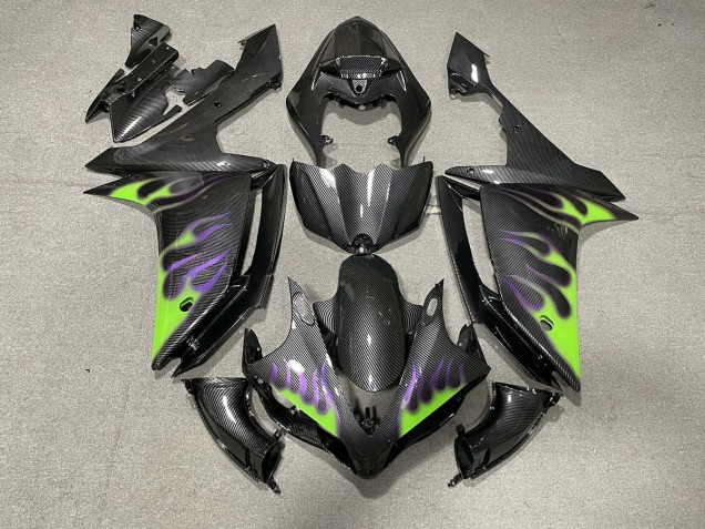 Carbon Fiber Style with Flames 2007-2008 R1 Motorcycle Fairings