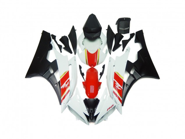 Custom Matte Black and Red with White 2006-2007 R6 Motorcycle Fairings Custom Matte Black and Red with White 2006-2007 R6 Motorcycle Fairings