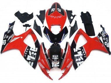 Custom Red and Black Logos 2006-2007 GSXR 600-750 Motorcycle Fairings