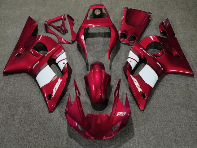 Deep Red & White 1998-2002 R6 Motorcycle Fairings Deep Red & White 1998-2002 R6 Motorcycle Fairings