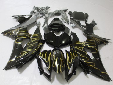 Gloss Black & Flame 2008-2016 R6 Motorcycle Fairings