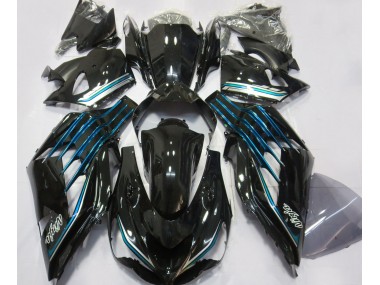 Gloss Black & Light Blue 2012-2021 ZX14R Motorcycle Fairings
