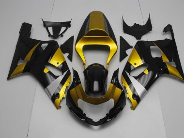 Gloss Black and Gold 2001-2003 GSXR 600-750 Motorcycle Fairings