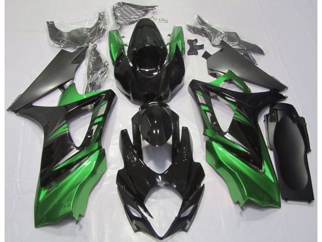 Gloss Black and Green 2007-2008 GSXR 1000 Motorcycle Fairings Gloss Black and Green 2007-2008 GSXR 1000 Motorcycle Fairings