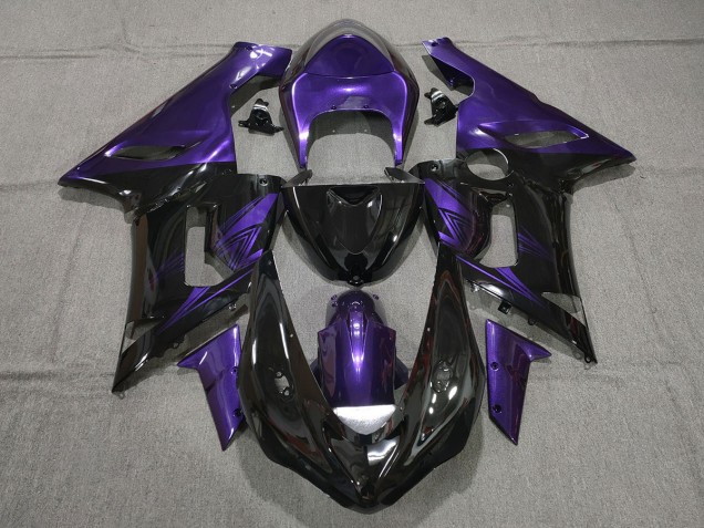 Gloss Black and Purple 2005-2006 ZX6R Motorcycle Fairings Gloss Black and Purple 2005-2006 ZX6R Motorcycle Fairings