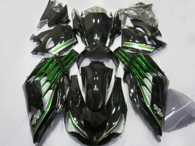 Gloss Black with Green 2012-2021 ZX14R Motorcycle Fairings