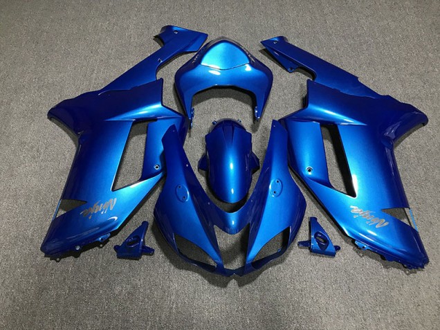 Gloss Blue & Chrome Logos 2007-2008 ZX6R Motorcycle Fairings Gloss Blue & Chrome Logos 2007-2008 ZX6R Motorcycle Fairings