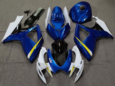 Gloss Blue White and Yellow 2006-2007 GSXR 600-750 Motorcycle Fairings