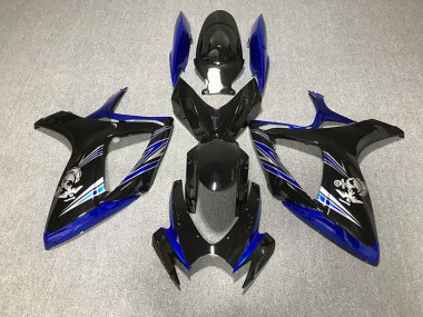 Gloss Blue and Black Design 2006-2007 GSXR 600-750 Motorcycle Fairings