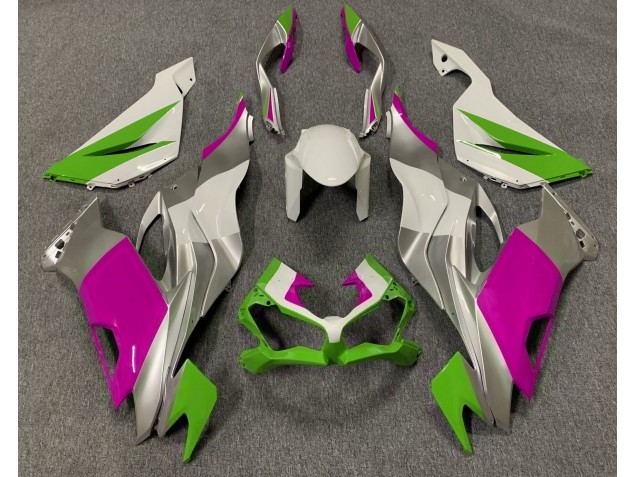 Gloss Green Pink and Silver 2019-2023 ZX6R Motorcycle Fairings Gloss Green Pink and Silver 2019-2023 ZX6R Motorcycle Fairings