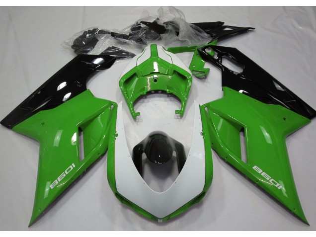 Gloss Green & White 2007-2014 Ducati 848 1098 1198 Motorcycle Fairings Gloss Green & White 2007-2014 Ducati 848 1098 1198 Motorcycle Fairings