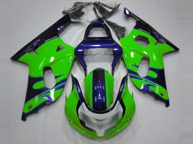 Gloss Green and Blue 2001-2003 GSXR 600-750 Motorcycle Fairings