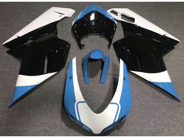 Gloss Light Blue White and Black 2007-2014 Ducati 848 1098 1198 Motorcycle Fairings Gloss Light Blue White and Black 2007-2014 Ducati 848 1098 1198 Motorcycle Fairings
