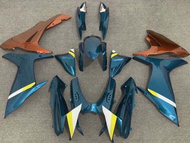 Gloss Light Blue and Orange 2011-2024 GSXR 600-750 Motorcycle Fairings