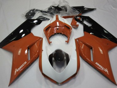 Gloss Orange & White 2007-2014 Ducati 848 1098 1198 Motorcycle Fairings