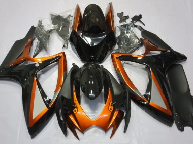 Gloss Orange and Black 2006-2007 GSXR 600-750 Motorcycle Fairings