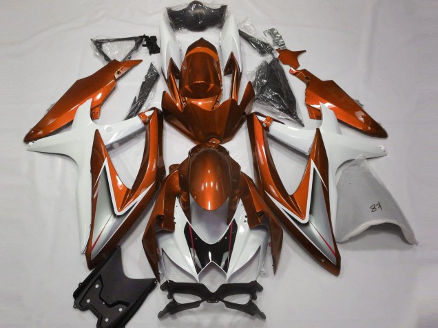 Gloss Orange and White 2008-2010 GSXR 600-750 Motorcycle Fairings Gloss Orange and White 2008-2010 GSXR 600-750 Motorcycle Fairings