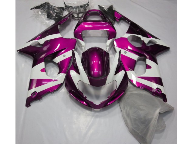 Gloss Pink & White 2000-2002 GSXR 1000 Motorcycle Fairings Gloss Pink & White 2000-2002 GSXR 1000 Motorcycle Fairings