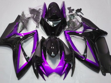 Gloss Purple and Black 2006-2007 GSXR 600-750 Motorcycle Fairings