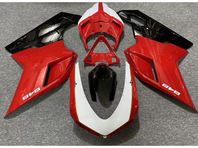 Gloss Red & White (848 Sticker) 2007-2014 Ducati 848 1098 1198 Motorcycle Fairings