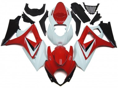 Gloss Red with White OEM Style 2007-2008 GSXR 1000 Motorcycle Fairings