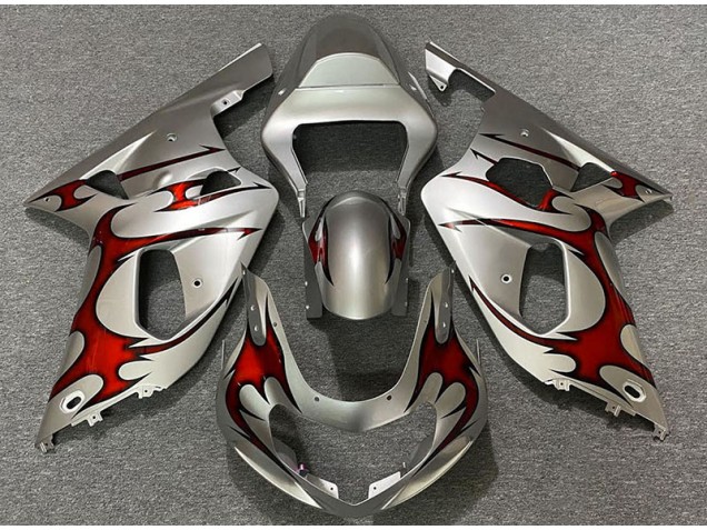 Gloss Silver & Red 2001-2003 GSXR 600-750 Motorcycle Fairings Gloss Silver & Red 2001-2003 GSXR 600-750 Motorcycle Fairings