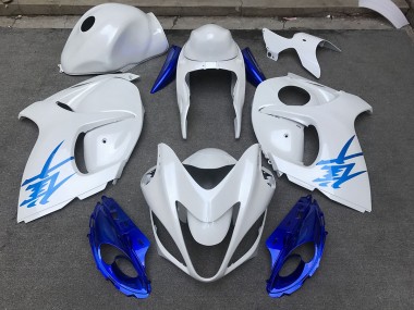 Gloss White & Blue 2008-2020 GSXR 1300 Hayabusa Motorcycle Fairings
