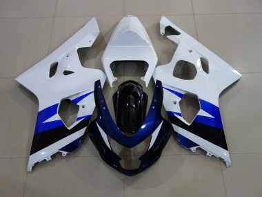 Gloss White & Deep Blue 2004-2005 GSXR 600-750 Motorcycle Fairings
