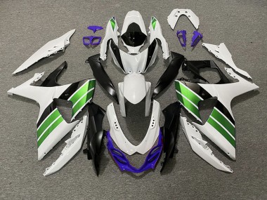 Gloss White Green Black and Purple 2009-2016 GSXR 1000 Motorcycle Fairings
