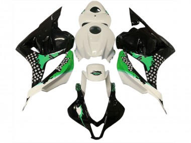 Gloss White & Green Splatter 2009-2012 CBR600RR Motorcycle Fairings