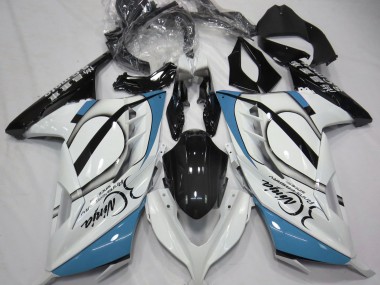 Gloss White & Light Blue 2013-2018 Ninja 300 Motorcycle Fairings