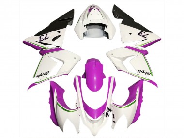 Gloss White & Pink 2004-2005 ZX10R Motorcycle Fairings