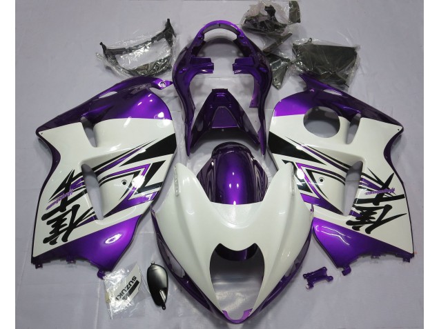 Gloss White & Purple 1997-2007 GSXR 1300 Hayabusa Motorcycle Fairings Gloss White & Purple 1997-2007 GSXR 1300 Hayabusa Motorcycle Fairings