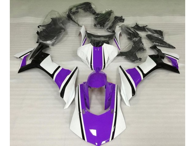 Gloss White Purple and Black 2015-2019 R1 Motorcycle Fairings Gloss White Purple and Black 2015-2019 R1 Motorcycle Fairings