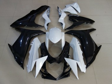 Gloss White and Black 2011-2024 GSXR 600-750 Motorcycle Fairings