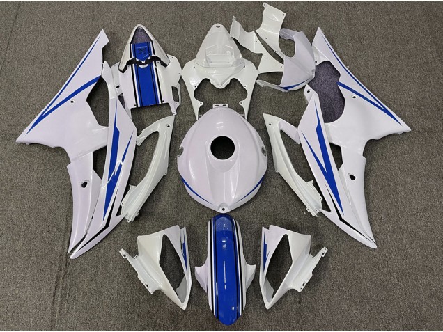 Gloss White and Blue 2008-2016 R6 Motorcycle Fairings Gloss White and Blue 2008-2016 R6 Motorcycle Fairings
