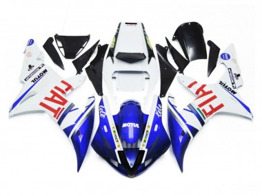 Gloss White and Blue Fiat 2002-2003 R1 Motorcycle Fairings