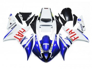 Gloss White and Blue Fiat 2002-2003 R1 Motorcycle Fairings
