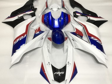 Gloss White and Deep Blue 2017-2021 R6 Motorcycle Fairings