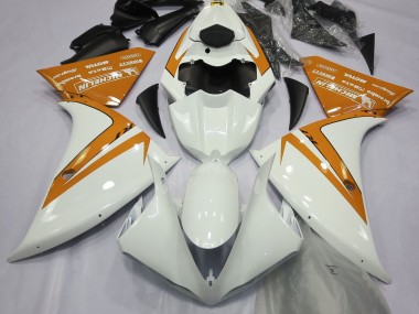 Gloss White and Orange 2012-2014 R1 Motorcycle Fairings