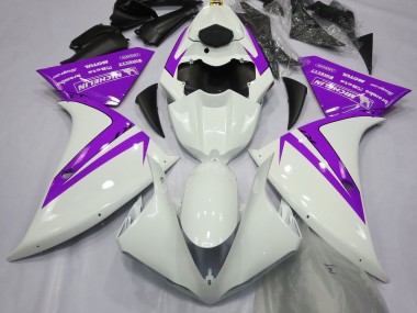 Gloss White and Purple 2012-2014 R1 Motorcycle Fairings