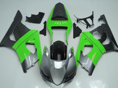 Green Silver and Black 2003-2004 GSXR 1000 Motorcycle Fairings