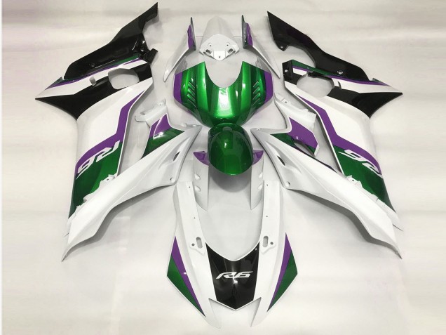 Green and Gloss White 2017-2021 R6 Motorcycle Fairings Green and Gloss White 2017-2021 R6 Motorcycle Fairings
