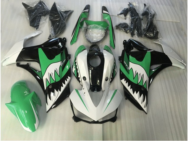 Green and White Shark 2015-2018 R3 Motorcycle Fairings Green and White Shark 2015-2018 R3 Motorcycle Fairings